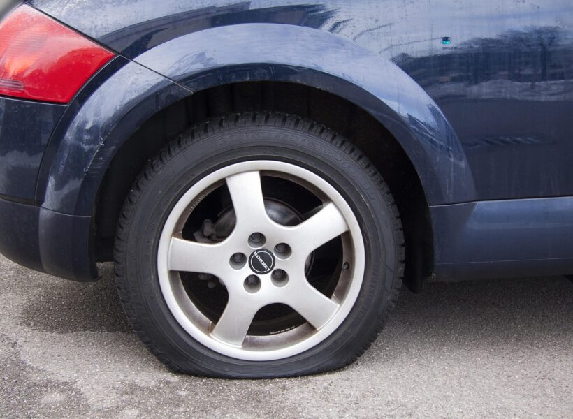 Flat tire on vehicle requiring emergency repair service in Cleveland